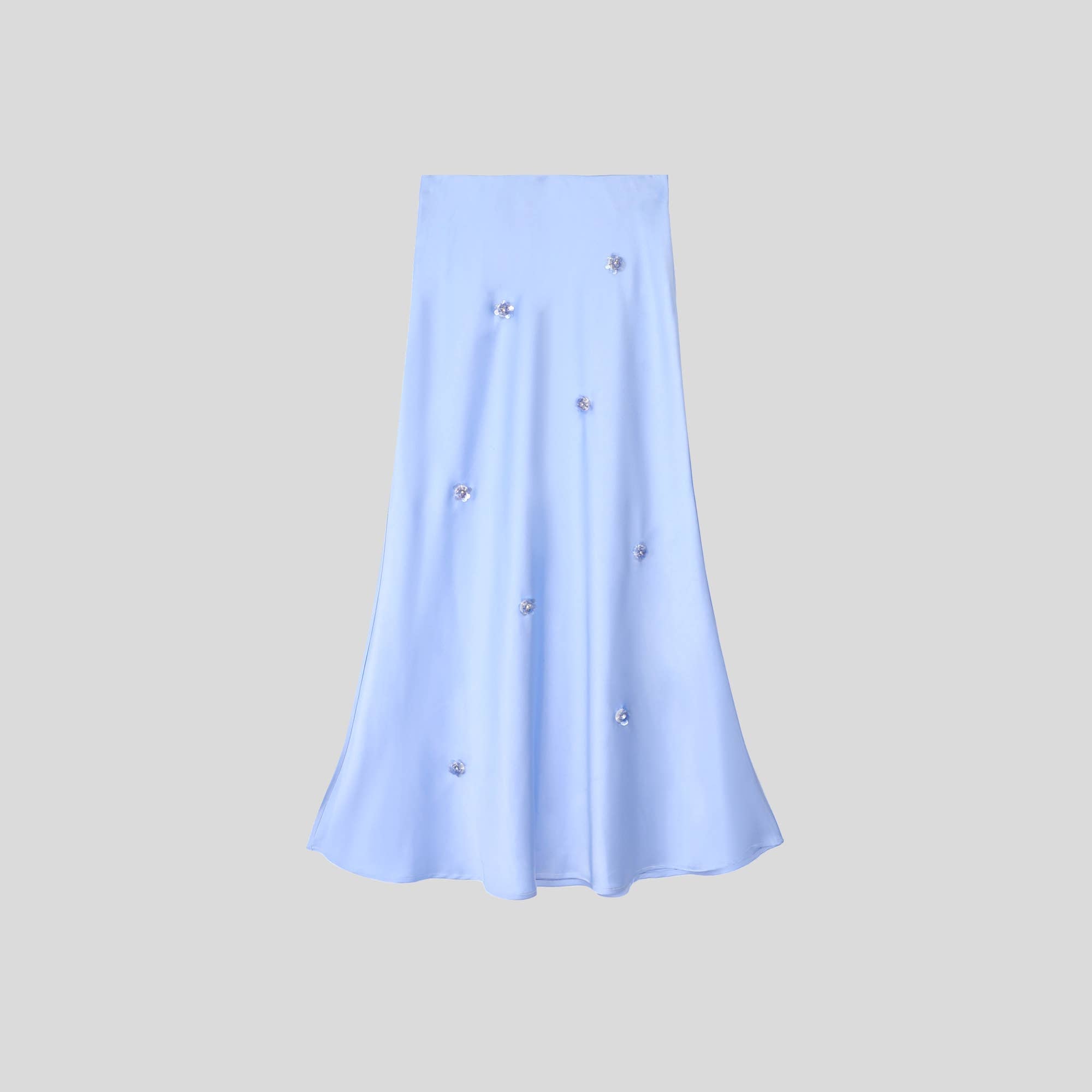 Embroidered Midi Skirt – Sky Blossom
